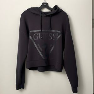Guess - Black Cropped Scuba Hoodie - Size Large